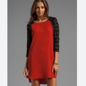 NWT LINE & DOT x REVOLVE EMBELLISHED RAGLAN MOSCOW RED MINI DRESS SIZE SMALL